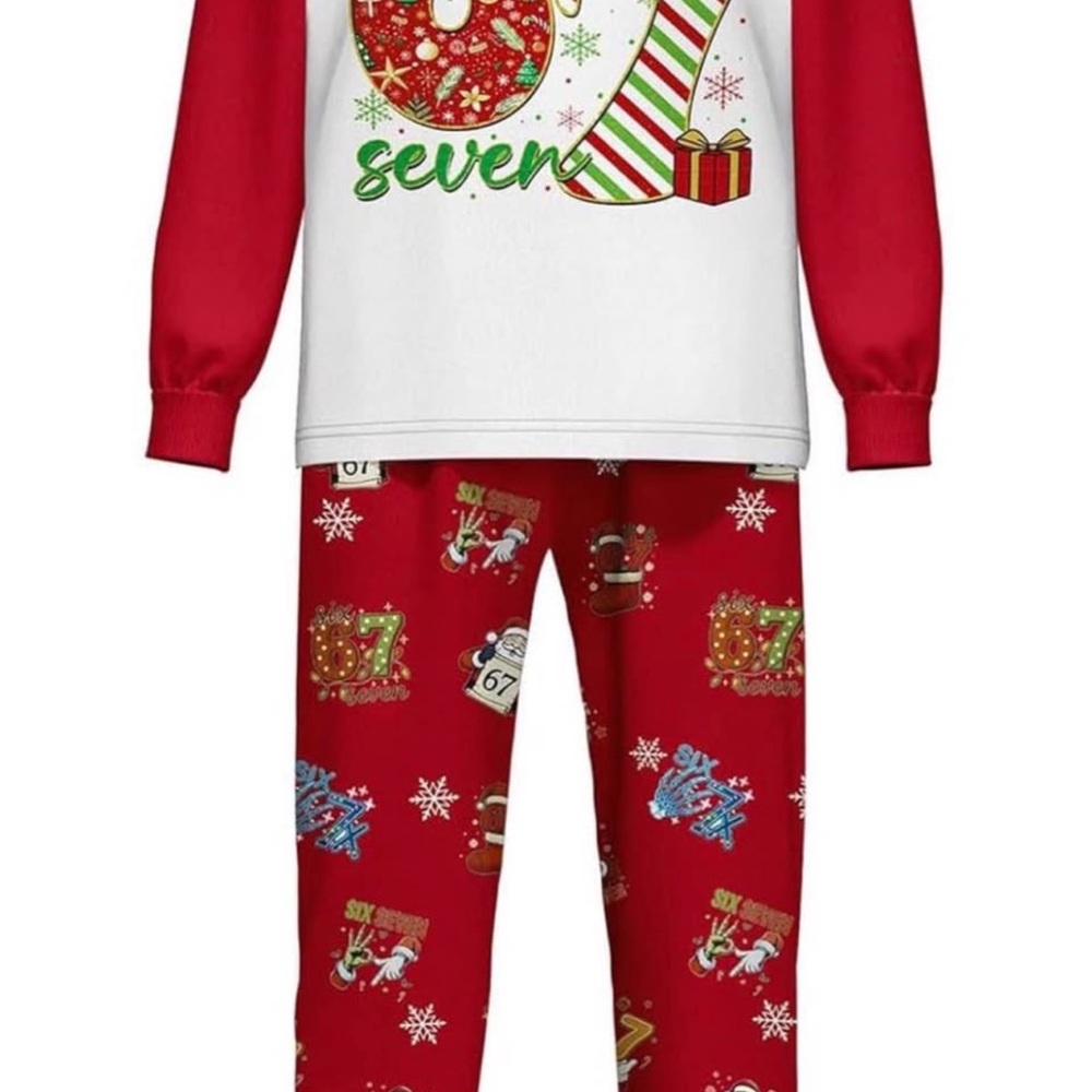 Festive Red Kids " 6 7 " Pjs